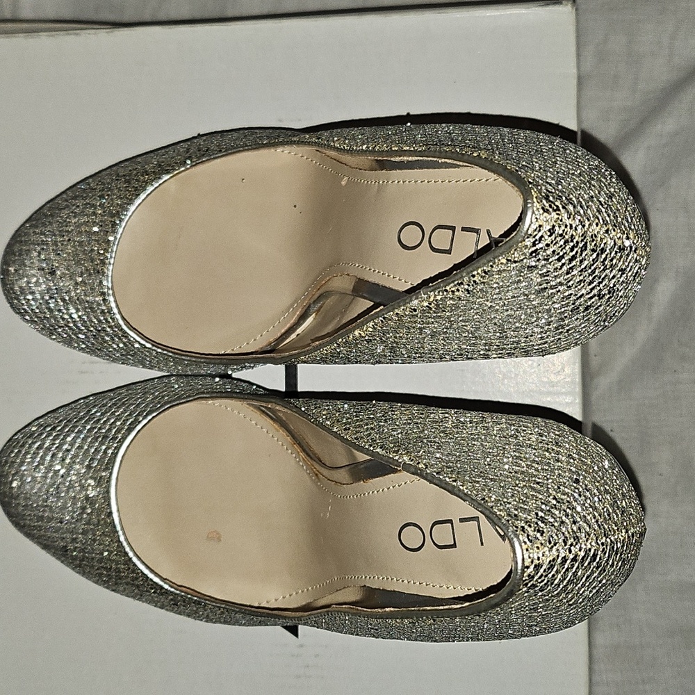 Aldo Fran Silver Platform Heels Size 8 - Picture 7 of 16